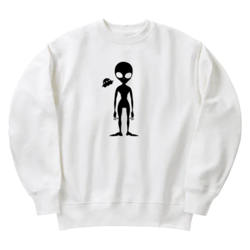 グレイタイプの宇宙人のシルエット Heavyweight Crew Neck Sweatshirt