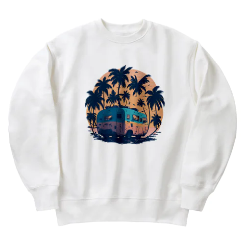 ビーチに停められた車 Heavyweight Crew Neck Sweatshirt