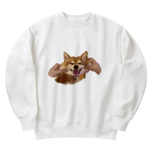 もちもちでのびる柴犬 Heavyweight Crew Neck Sweatshirt