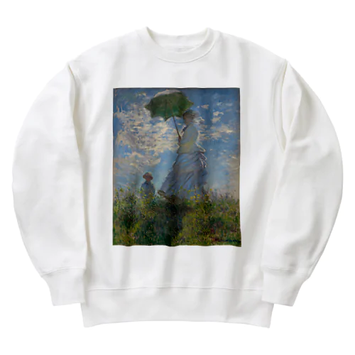 散歩、日傘をさす女性 / Woman with a Parasol - Madame Monet and Her Son Heavyweight Crew Neck Sweatshirt