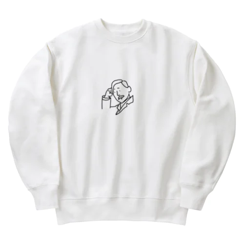 頬杖をつくおじさん Heavyweight Crew Neck Sweatshirt