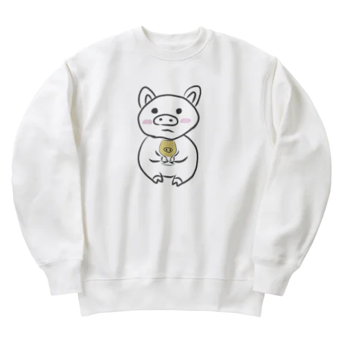 乾杯待ちのぶた　カラーver. Heavyweight Crew Neck Sweatshirt