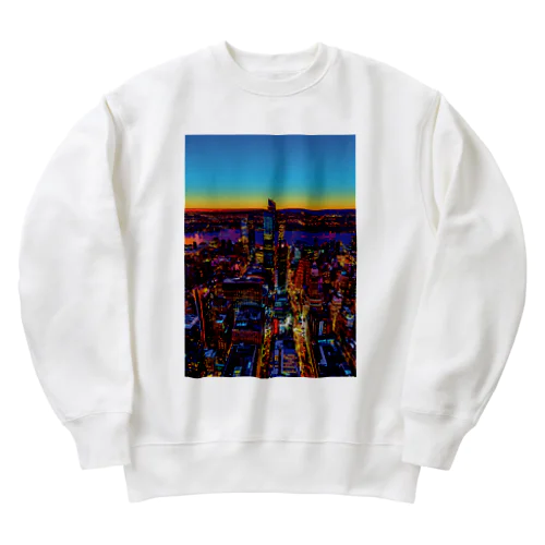 ニューヨーク マンハッタンの夕暮れ Heavyweight Crew Neck Sweatshirt