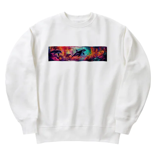 鮮やかな海・シャチ Heavyweight Crew Neck Sweatshirt