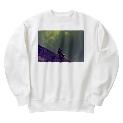 見上げた先に尾道ワンコさん Heavyweight Crew Neck Sweatshirt