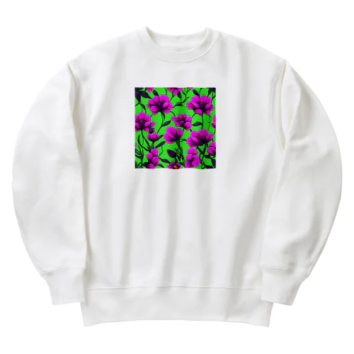 紫の鮮やかな花 Heavyweight Crew Neck Sweatshirt