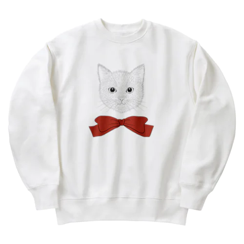 猫のジョセフィーヌとリボン Heavyweight Crew Neck Sweatshirt