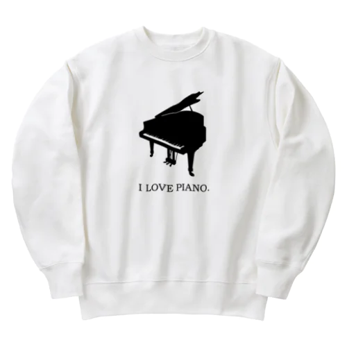 音楽Tシャツ：ピアノ：アイラブピアノ：グランドピアノ：piano：楽器：学問 Heavyweight Crew Neck Sweatshirt