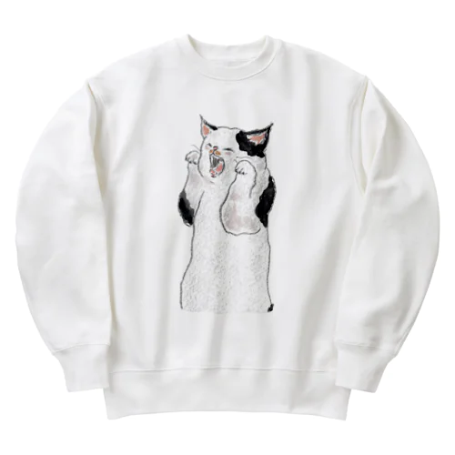 妖怪あくびうつしにゃんこ Heavyweight Crew Neck Sweatshirt