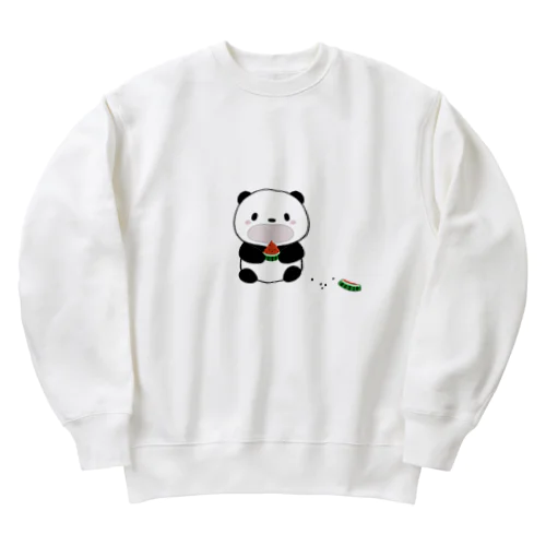 スイカを食べるパンダ Heavyweight Crew Neck Sweatshirt