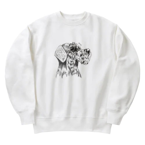 シュナウザー　テリアアート犬 Heavyweight Crew Neck Sweatshirt