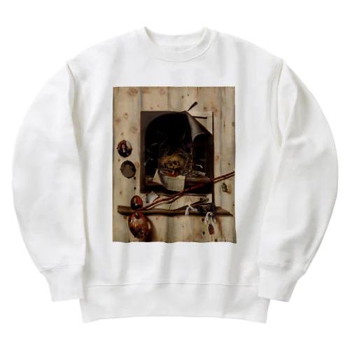 ヴァニタス画のあるアトリエの壁 / Trompe l'oeil with Studio Wall and Vanitas Still Life Heavyweight Crew Neck Sweatshirt