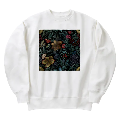 レトロな花模様 Heavyweight Crew Neck Sweatshirt