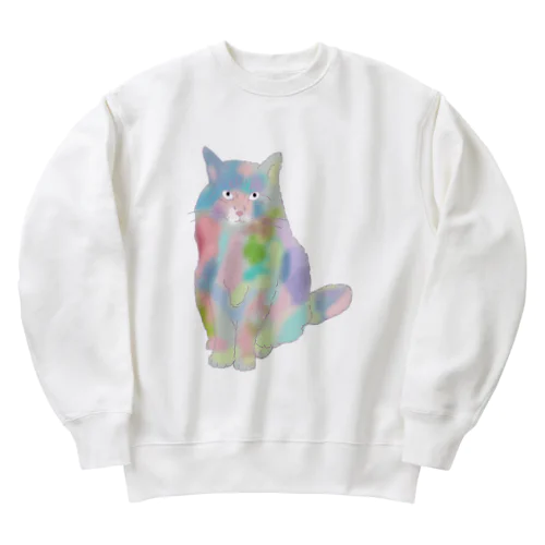 ユニコーンカラーの猫 Heavyweight Crew Neck Sweatshirt