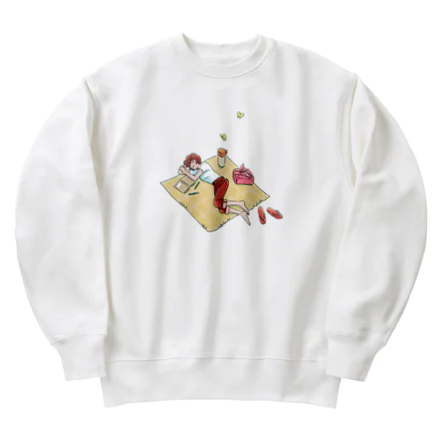 うたた寝ピクニック赤 Heavyweight Crew Neck Sweatshirt