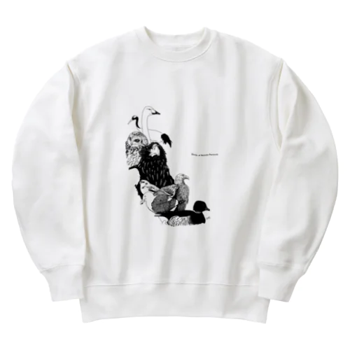 野付半島の野鳥 Heavyweight Crew Neck Sweatshirt