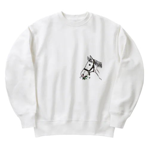 あし毛のモグモグ馬 Heavyweight Crew Neck Sweatshirt