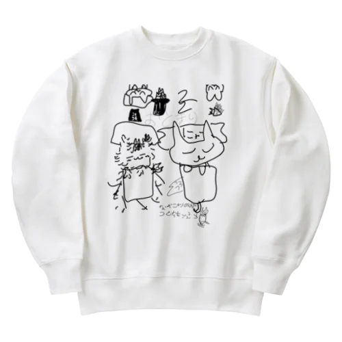 にゃーと、仲間のお泊まり会　　　　　 Heavyweight Crew Neck Sweatshirt