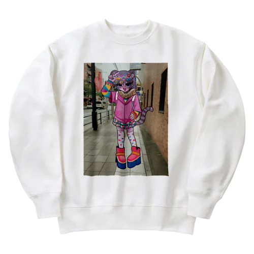 デコラホワイトタイガーちゃん Heavyweight Crew Neck Sweatshirt