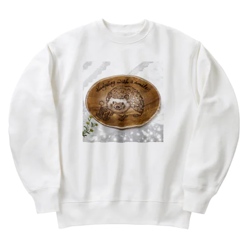 笑うハリネズミとタンポポの綿毛. Heavyweight Crew Neck Sweatshirt