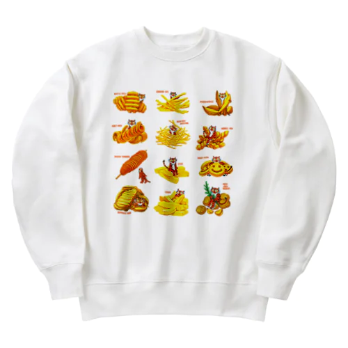 フライドポテトたちとトラちゃんたち Heavyweight Crew Neck Sweatshirt