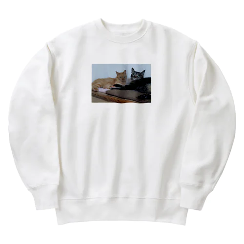 茶トラのちゃちゃとキジのつぶちゃん Heavyweight Crew Neck Sweatshirt