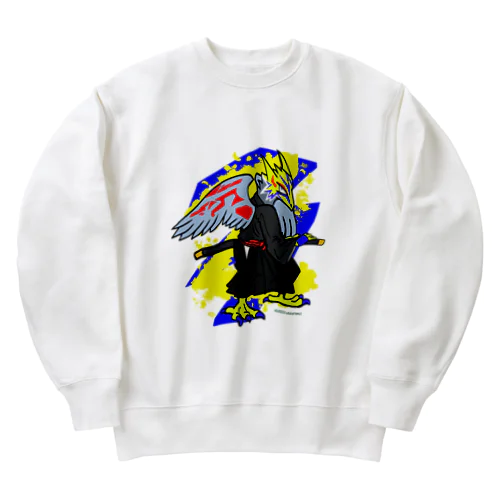 刀と猛禽類イメージのドラゴン Heavyweight Crew Neck Sweatshirt