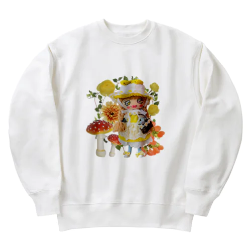 ミモザニコリッペ星人とキノコ Heavyweight Crew Neck Sweatshirt