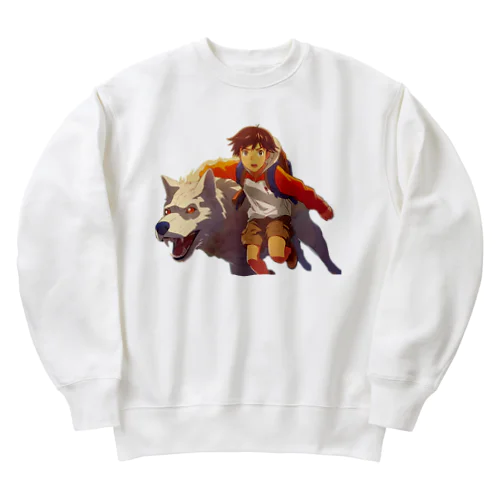 少年とオオカミの追跡 Heavyweight Crew Neck Sweatshirt