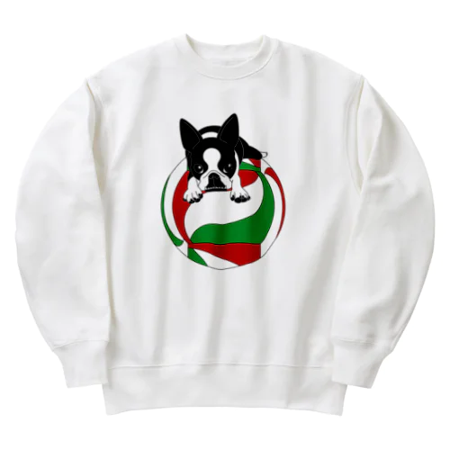 ボストンテリア(バレーボール赤白緑)[v2.7.5k] Heavyweight Crew Neck Sweatshirt