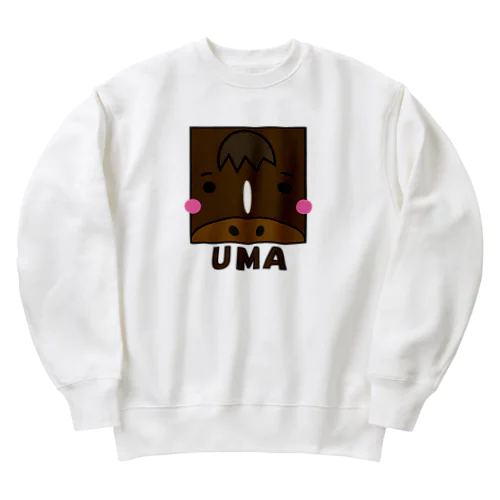 イラスト605 四角い馬　青毛 Heavyweight Crew Neck Sweatshirt