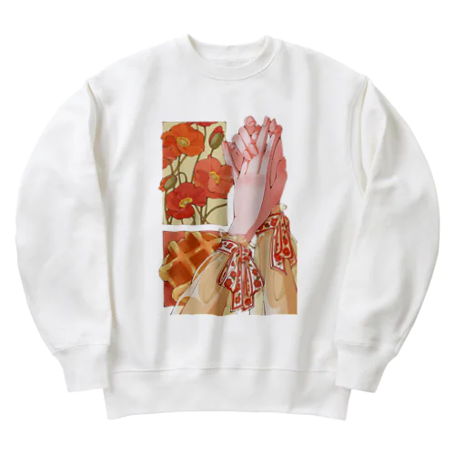 ポピーとワッフルと指先 Heavyweight Crew Neck Sweatshirt