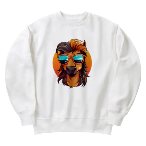 カッコいい馬 Heavyweight Crew Neck Sweatshirt