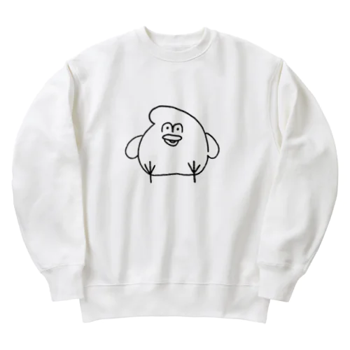 とりもち(モノクロ) Heavyweight Crew Neck Sweatshirt