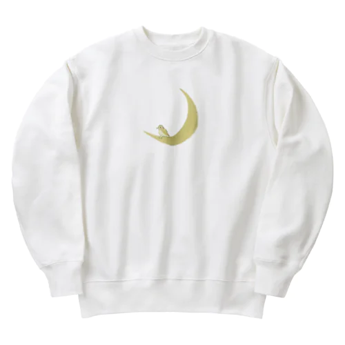 The watching moon and the resting yellow bird. Heavyweight Crew Neck Sweatshirt