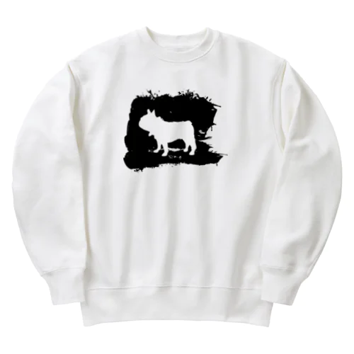 墨絵のフレンチブルドッグ Heavyweight Crew Neck Sweatshirt