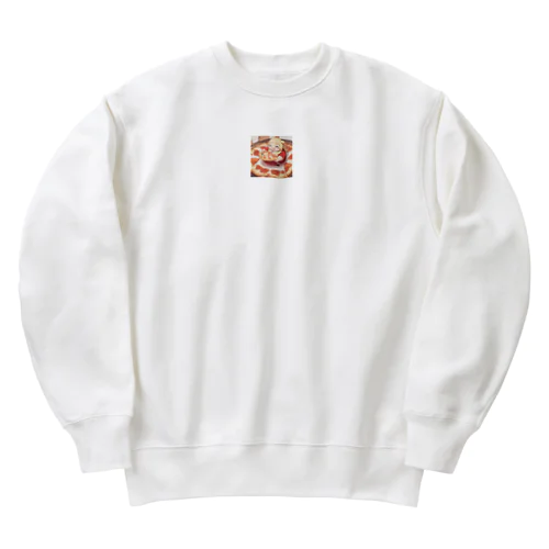 ピザを食べるデブ Heavyweight Crew Neck Sweatshirt