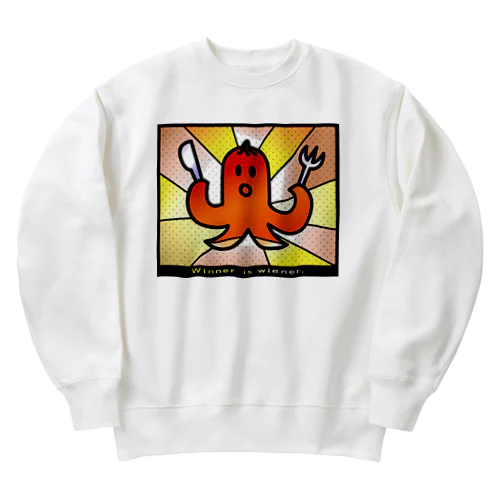 ウインナー_Tシャツ文字入り（ステンドグラス風） Heavyweight Crew Neck Sweatshirt