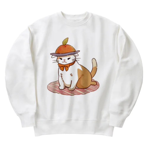 お腹ペコペコで具になっちゃったねこにゃん Heavyweight Crew Neck Sweatshirt