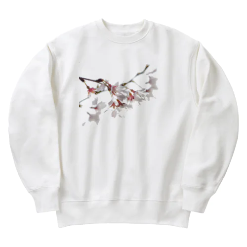 春の訪れを告げる美しい桜の花びら Heavyweight Crew Neck Sweatshirt