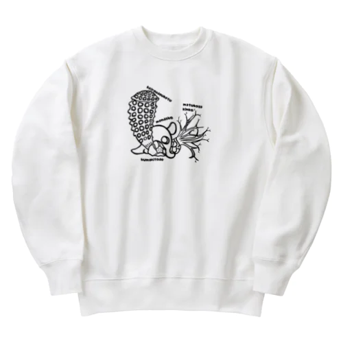 メンダコとカイロウドウケツとマツカサキンコ Heavyweight Crew Neck Sweatshirt