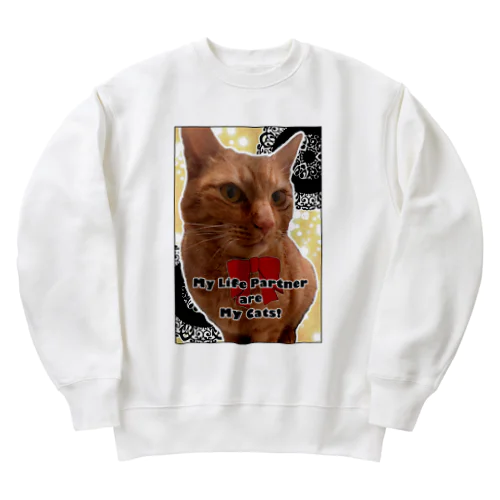 茶トラの愛猫『虎乃助くん』 Heavyweight Crew Neck Sweatshirt