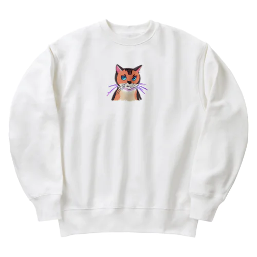 かわいい猫　ティナちゃん Heavyweight Crew Neck Sweatshirt