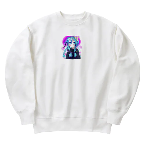 可愛いボーカロイド風の女の子 Heavyweight Crew Neck Sweatshirt