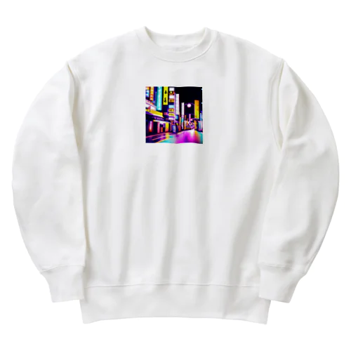 怪しく輝くネオンの街 Heavyweight Crew Neck Sweatshirt