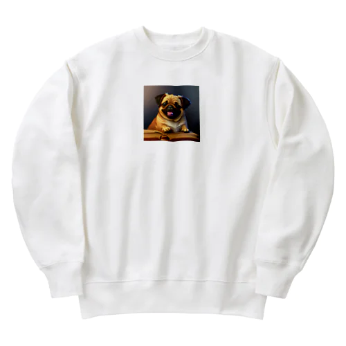 かわいいパグのイラストグッズ Heavyweight Crew Neck Sweatshirt
