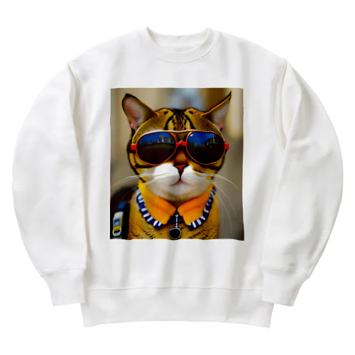 猫にサングラス Heavyweight Crew Neck Sweatshirt