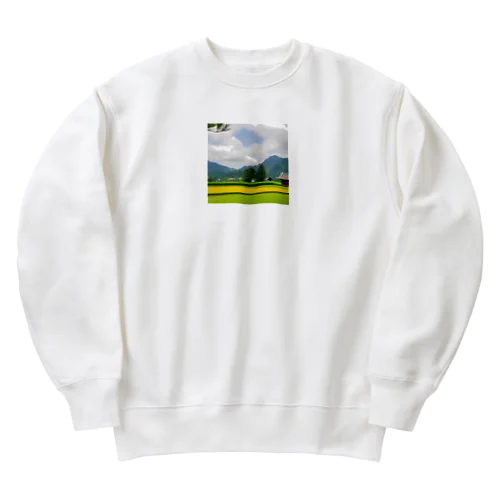 田舎の田んぼ風景 Heavyweight Crew Neck Sweatshirt