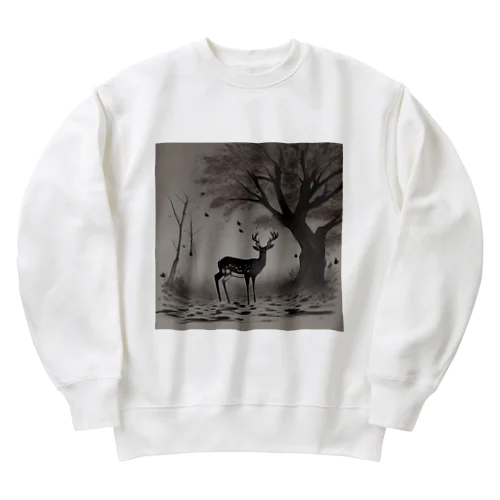 鹿と枯れ葉 Heavyweight Crew Neck Sweatshirt