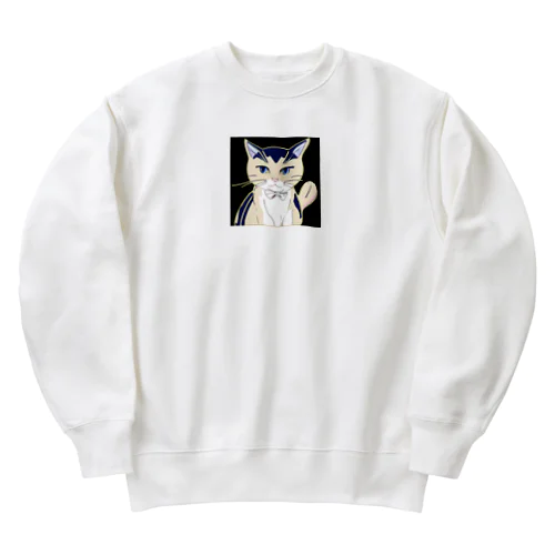 気品ある猫 シマシマ柄 Heavyweight Crew Neck Sweatshirt